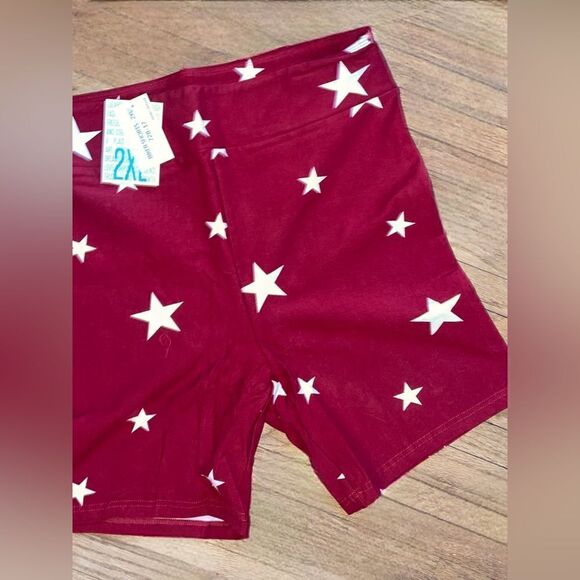 LuLaRoe 2XL Biker Shorts • Americana Collection • Red With White Stars • NWT - Picture 7 of 12